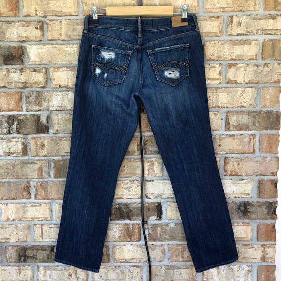 Abercrombie & Fitch Cotton Ripped MidRise Medium Wash Straight Buttoned Jeans 27 - Picture 7 of 16